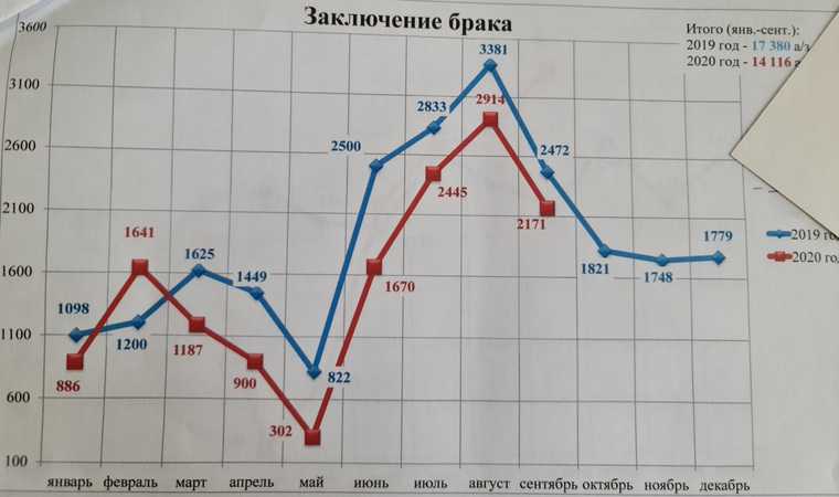 В Челябинской области коронавирус увеличил число разводов. График